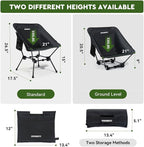 Lightweight Camping Chair, Portable Folding Chair for Camp, Backpacking, Beach, Hiking, Outdoors, Picnics, Black