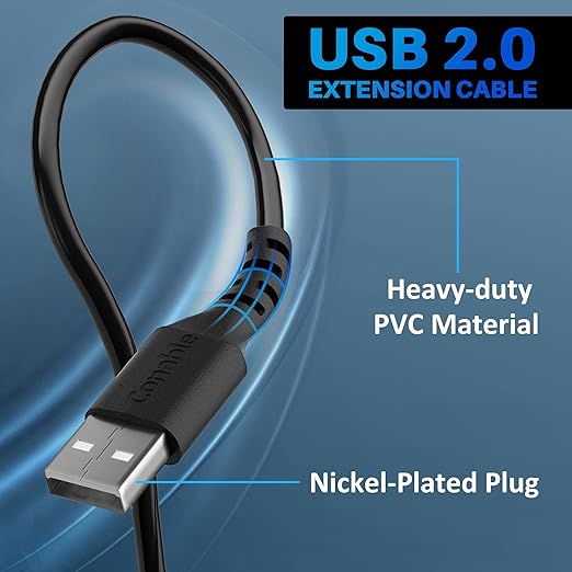 3 Pack USB Extension Cable 4 FT, USB 2.0 Type A Male to Female Extender Cord Adapter, Compatible with Printer, Keyboard, Mouse, Flash Drive, Hard Drive, Controller, Black Cable with 5 Cable Ties