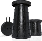 Upgraded Foldable Thickened Collapsible Stool, Portable Folding Seat, Adjustable Height Retractable, Suitable for Fishing, Hiking, Camping, BBQ, Party, Outdoor (Black)