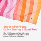 Dock & Bay Kid's Towel - for Beach Use - Quick Dry, Sand Free - Compact, Lightweight - 100% Recycled - Includes Bag - Summer - Miami Sorbet, Large (160x90cm, 63x35)