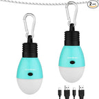 EverBrite Rechargeable Camping Light,Portable Tent Lantern,3 Lighting Modes, Hanging Tent Light Bulbs with Clip Hook for Hiking, Fishing, Backpacking, Emergency and More,Blue(2 Pack)