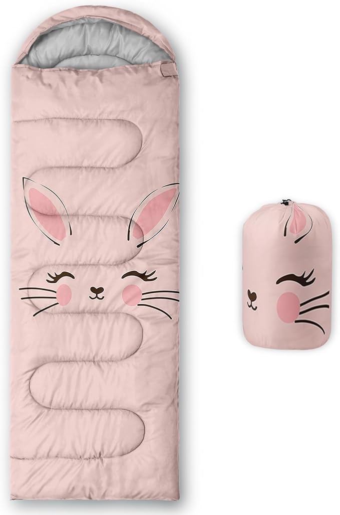 QOOMO Animals Camping Sleeping Bags,3 Season Warm & Cool Weather,Lightweight,Waterproof Sleeping Bags for Adults & Kids,Traveling,and Outdoors,Camping Gear Equipment