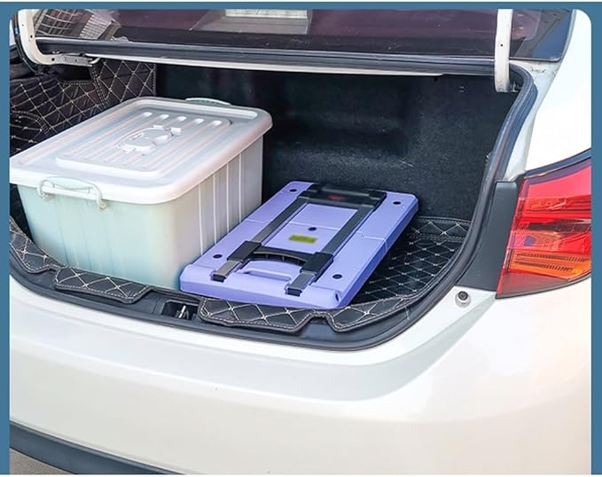 Large Foldable Hand Truck Portable Folding Trolley for Cargo & Luggage Heavy Duty Household Platform Cart Compact & Lightweight Black Trailer for Easy Transport