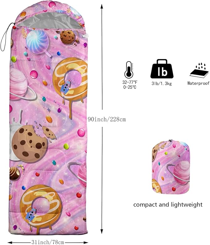 Sleeping Bags for Adults Kids,Backpacking Camping Sleeping Bag for Girls Boys Lightweight Waterproof Cold/Warm Weather Sleeping Bag for All Season