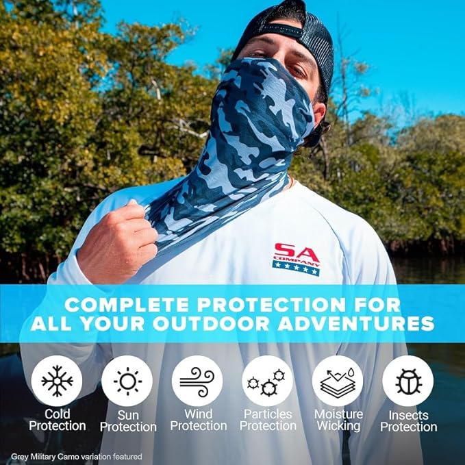 S A Company 5-Pack UV Face Shield | UV 30+ Multipurpose Neck Gaiter Balaclava for Adults