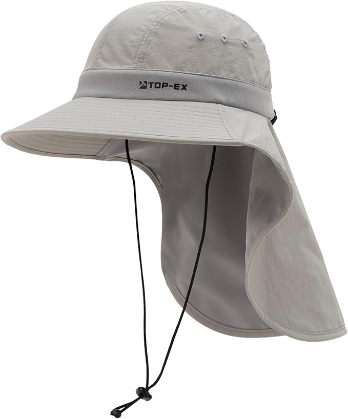 TOP-EX Cooling Sun Hat with Neck Flap – UPF 50+ Wide Brim Breathable Hat for Hiking, Fishing & Big Heads
