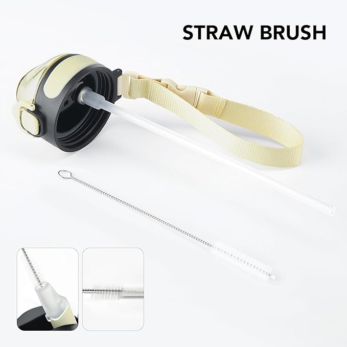 Enerbone 32 oz Insulated Water Bottle, Stainless Steel Bottle with Carrying Strap, Double-Wall Vacuum Insulation Design, Leakproof Sports Bottle with Straw, Keep Drinks Cold or Hot for Hours