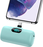 Mini Portable Charger 5000mAh Power Bank,15W PD USB C Cell Phone Portable Power, LCD Display Battery Pack Compatible With iPhone 15/15 Plus/15 Pro/15 Pro Max/Android/Samsung/Moto/LG (Type-C Only)