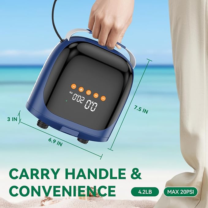 20PSI High Pressure Electric Paddle Board Pump, Portable 12V DC SUP Air Pump Inflate & Deflate for Stand Up Paddle Boards, Kayak, Tent