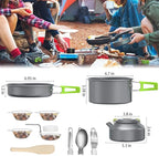 aiGear 3pcs Camping Cookware Mess Kit, Non-Stick Camping Pan Pot Kettle, Lightweight Aluminum, Collapsible Portable Camping Cooking Set for Outdoor Cooking Hiking Picnic
