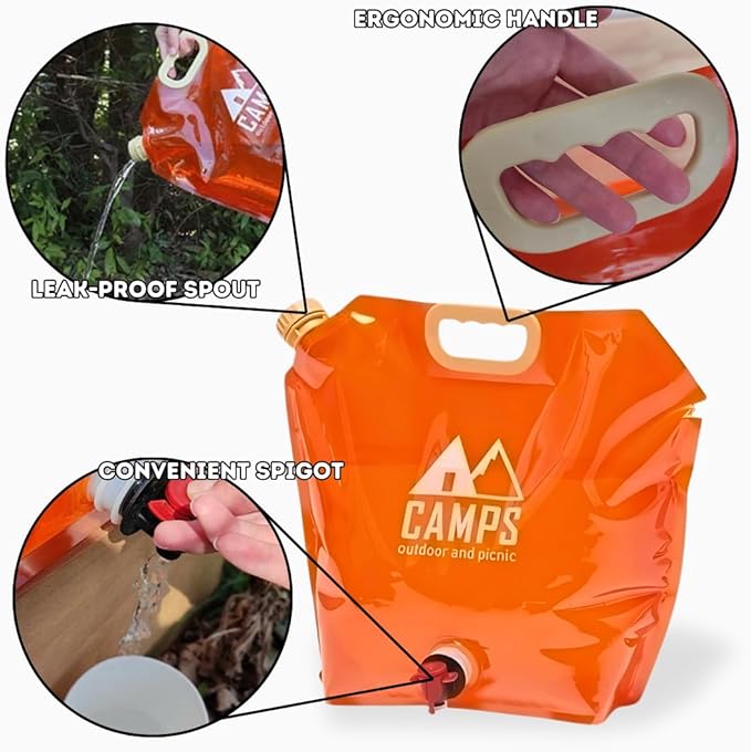 Collapsible Water Container Bag, BPA-Free, Portable, Foldable, 8 Liters/2.1 Gallons, Outdoor, Camping, Hiking, Weather Emergencies, Sports, Survival Kit