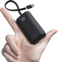 iWALK Mini Portable Charger 10,000mAh, 22.5W USB-C Fast Charging Power Bank with Built-in Cable, Travel Essential Ultra-Small Battery Pack Compatible for iPhone 17/16/16 Pro/15, Samsung, Google, Black