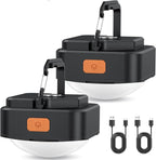 Rechargeable Camping Lights FLY2SKY 2Pcs Black Tent Lights Mini Flashlight Portable LED Camping Lantern Survival Gear Camping Accessories for Hiking Backpacking Fishing Hurricane Emergency Outage