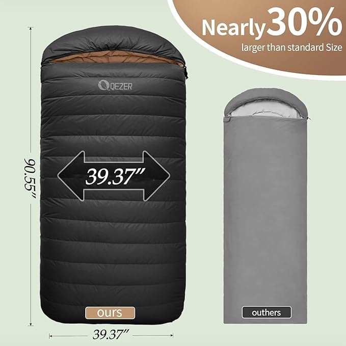 XL Sleeping Bag, Suitable for 4 Seasons Oversized Ultralight Backpacking Sleeping Bag for Adults, Great for Camping and Hiking