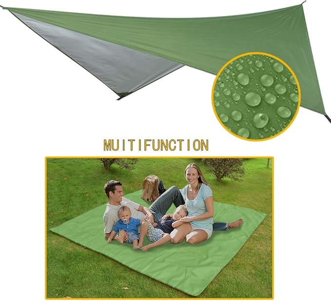 Portable Single Double Nylon High Strength Parachute Hammock Rainfly Set, Camping Hammock with Rain Fly Tarp and Mosquito Net Tent Tree Straps, Backpacking Hiking Travel Yard Outdoor Activities
