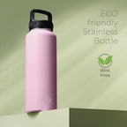 SipX™ Triple-Insulated Stainless Steel Water Bottle 40oz. With 3 Lids, BPA-Free Reusable Insulated Water Bottle Keeps Cold 24 Hours, Metal Water Bottle Made Of Sustainable Material For Hiking & Biking