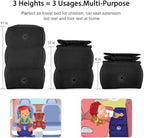 Travel Foot Rest Pillow, Portable Inflatable with Double Hand Pump Adjustable Three Layers Height Pillow for Foot Rest on Airplanes,Cars,Buses,Trains,Office Kids to Sleep on Long Flights (Black 1)