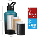 Insulated Water Bottle 64oz,Triple Wall Vacuum Stainless Steel(Dishwasher Safe),Leak Proof & Non-BPA,Flask Jug with Paracord Handle & Straw Spout Lids Sports Gradient indigo blue/black