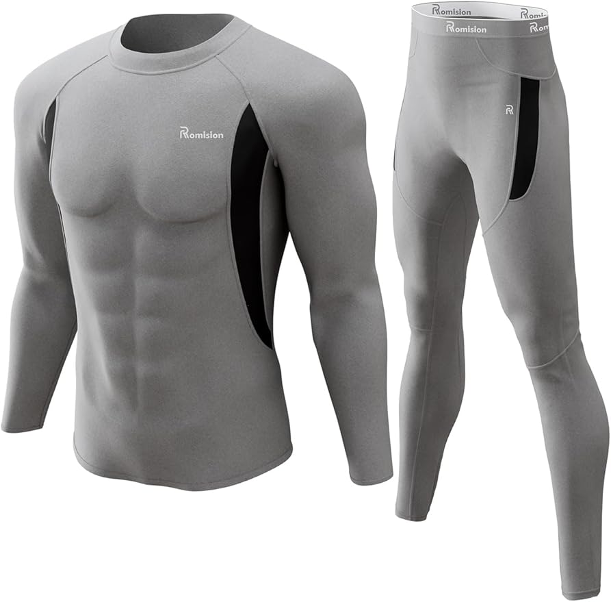 romision Thermal Underwear for Men Long Johns Fleece Lined Hunting Gear Bottom Top Set Base Layer for Cold Weather Gift