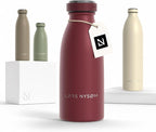 LARS NYSØM Stainless Steel Insulated Water Bottle 12oz 17oz 25oz 34oz 51oz | Insulated Thermo Flask for Hot and Cold Beverages | Leakproof Drinking Bottle (Berry Red, 11.9oz)