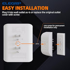 ELEGRP 6-Outlet Extender with Central Anchor, 3-Prong Grounded Wall Tab, Multiple Outlet Extender with 6 Electrical Outlets, ETL Listed, 3 Packs, White