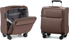 Hanke 16 Inch Underseat Carry On Luggage with Spinner Wheels for Airline, Small Softside TSA Approved Luggage Lightweight Rolling Suitcases Under Seat Travel Carry-On Bag(Coffee)
