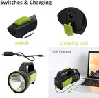 LED Searchlights Handheld Lantern, 13000LM 2 Modes USB Rechargeable LED Flashlights, High Power Outdoors Camping Hunting Lamp, Portable Spotlight Work Light for Indoor Outdoor Emergency