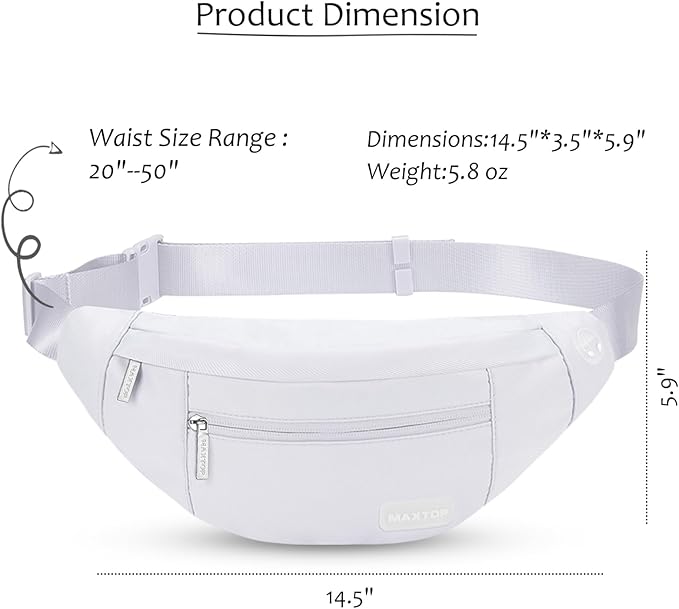 MAXTOP Large Crossbody Fanny Pack with 4-Zipper Pockets,Gifts for Enjoy Sports Festival Workout Traveling Running Casual Hands-Free Wallets Waist Pack Phone Bag Carrying All Phones