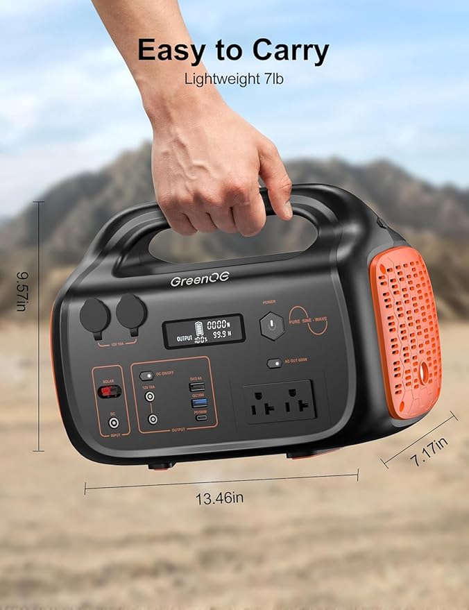 Portable Power Station 600W 655Wh, 11 Ports Camping Power Bank for Outdoors Home, Solar Powered Generator LED Lithium Battery Backup with AC Outlet USB-C