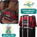PetAmi Airline Approved Pet Carrier for Cats & Small Dogs, Soft Sided TSA Travel Carrier Bag with Sherpa Bed, Breathable Mesh Ventilation, Collapsible Bowl, Fits Under Seat, Up to 18 lbs, Large Red