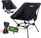 Lightweight Camping Chair, Portable Folding Chair for Camp, Backpacking, Beach, Hiking, Outdoors, Picnics, Black