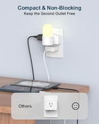 2 Pack 2-to-3 Prong Outlet Adapter, BEONDON 3-Sided Wall Plug Extender with 3 AC Sockets - Non-Grounded Expander for Old House, Office, Kitchen, Bathroom & Travel, White