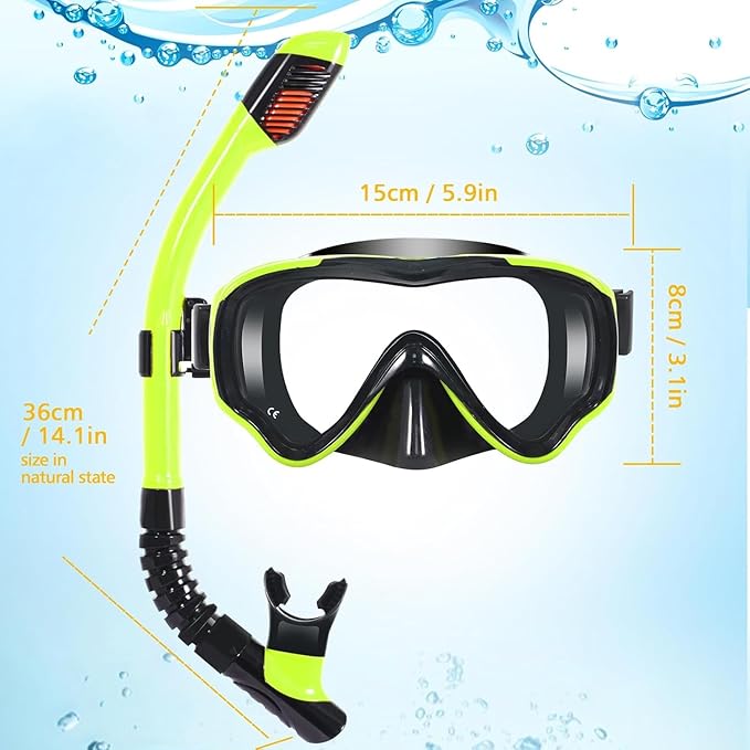 Snorkeling Set for Kids, Full Dry Snorkeling Mask Set for Adults, Anti-Fog Protection, Unisex,HD Panoramic View, Snorkeling Gear for Kids 4-14 Age