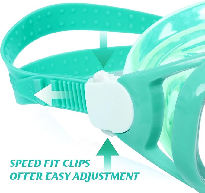 Kids Swim Goggles Snorkel Diving Mask for Boys Girls Ages 5-15, Two-Color Anti-Fog Swimming Goggles with Nose Cover