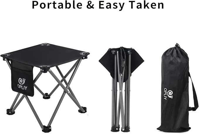 Opliy Camping Stool 2 Pack,13 Inch Portable Folding Stool for Outdoor Gardening and Beach Hiking Fishing,Foot Stool with Carry Bag (Black)