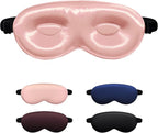 Luxury 22 Momme 100% Mulberry Silk Sleep Mask – 3D Eye Mask with Adjustable Strap, Gentle on Skin and Eyes, Provides Complete Light Blockage for Deep Sleep (Pink, Adjustable)
