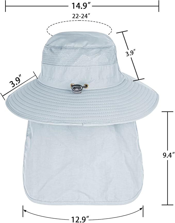 Sun Hats for Men Women Fishing Hat UPF 50+ Breathable Wide Brim Bucket Hats Summer UV Protection Safari Hat with Neck Flap