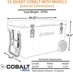 Cobalt 55 Quart Roto Molded Super Ice Cooler | Large Ice Chest - Long Term Ice Retention |