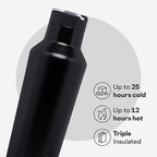 Corkcicle Sport Canteen - Keeps Drinks Cold 25 Hours - Stainless Steel Water Bottle - Triple-Insulated - Spill-Proof - Summer Drinkware Gift - Keeps Drinks Ice Cold - 20 oz - Gloss Black