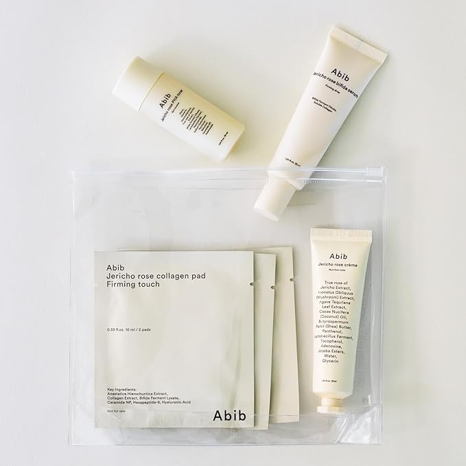 Abib Jericho Trial Kit, Travel Kit | Korean Skincare, Toner Pads, Cream, Serum, Travel Essentials, Gift Set, Beige