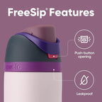Owala FreeSip Insulated Stainless Steel Water Bottle with Straw for Sports, Travel, and School BPA-Free Sports Water Bottle, 24 oz, Dreamy Field