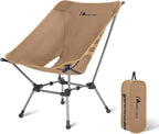 MOON LENCE Portable Camping Chair Plus, Upgraded Comfort & Size, Compact and Lightweight Still, Folding Chair for Backpacking & Hiking, 330Lbs Capacity (Khaki)