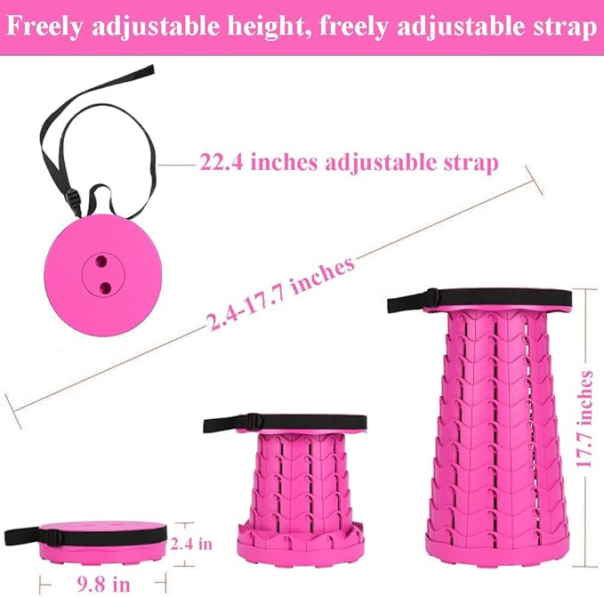 Fishboy Upgraded Collapsible Stool, 400lbs Max Weight, Lightweight But Sturdy, Portable Retractable Folding Telescoping Foldable Camping Stool for Adults Outdoor Fishing Hiking Gardening Travel BBQ