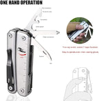 ROXON S803E Elite Flash Multitool with 20 functions including strong pliers, Flint Rod, full-size lockable blades for Outdoor Essential Survival Tool (D2 Blade)
