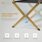 EVER ADVANCED Aluminum Directors Chair, Folding Studio Movie Chairs Camping Event Vendor Chair, 19" Seat Height Black Fabric/Golden Frame, Support 350lbs