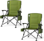TIMBER RIDGE Oversized Folding Camping Chair High Back Heavy Duty for Adults Support up to 500lbs with Cup Holder, Side Pocket Cooler Bag 2 Pack