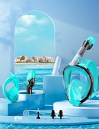 Zenoplige Full Face Snorkel Mask Adults,Dry-Top Snorkeling Gear with Camera Mount,Foldable 180-Degree Panoramic Scuba Mask for Snorkeling Diving Swimming Travel,Snorkel Mask Anti-Fog & Anti-Leak