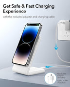 Meifigno Magnetic Wireless Charger Designed for iPhone 16 Pro Max/15/14/13/12 Series, Fast Charging with PD 20W USB-C Adapter & Cable, Compatible with MagSafe Charger Stand, White