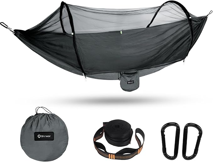 Hammock with Mosquito Net - Lightweight, Portable, 1 Person Hammock - for Camping, Hiking, Backpacking, Travel, a Festival, or The Beach