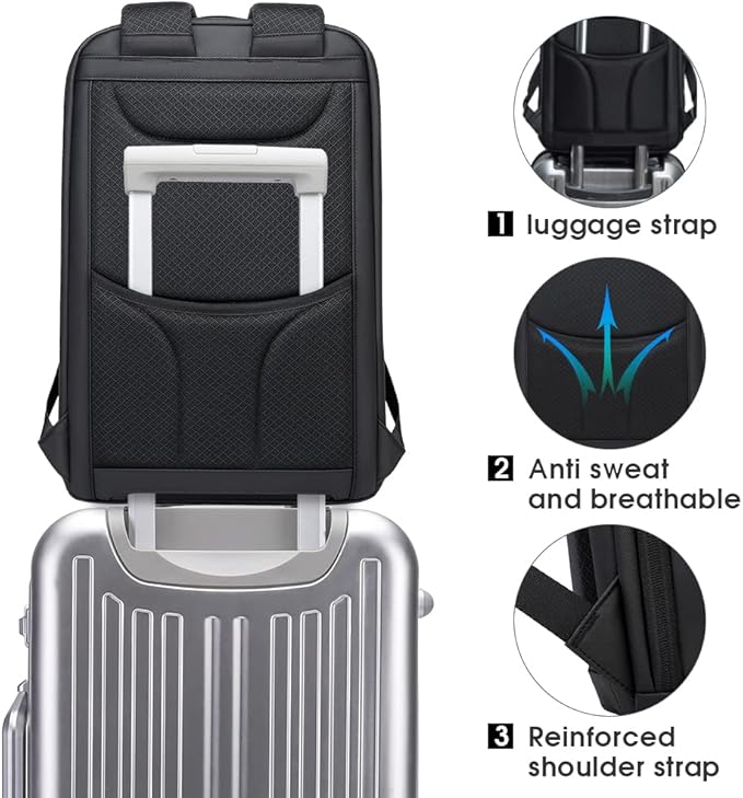 BANGE Business Smart Backpack Waterproof fit 15.6 Inch Laptop Backpack with USB Charging Port,Travel Durable Backpack